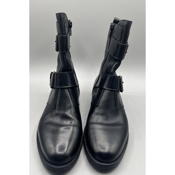 Emanuele Crasto Black Leather Motorcycle Combat Boots Made In Italy Size 39/8.5 - Picture 4 of 8